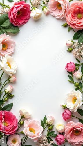 Charming arrangement of pink roses on a white background, perfect for heartfelt messages and banners.