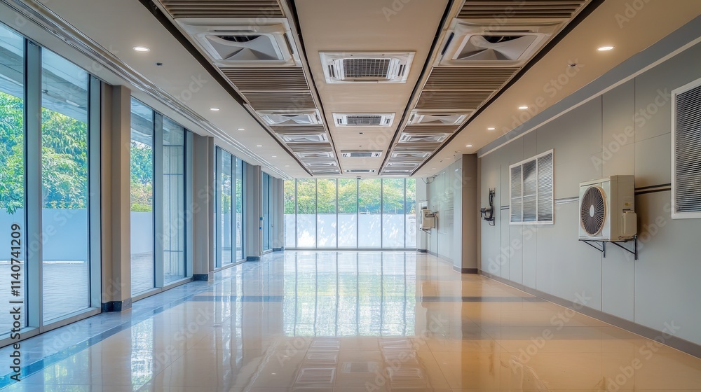 healthcare facility with advanced air conditioning systems maintaining a sterile and temperature-controlled environment. healthcare facility with advanced air conditioning systems maintaining a sterile and temperature-controlled environment.
