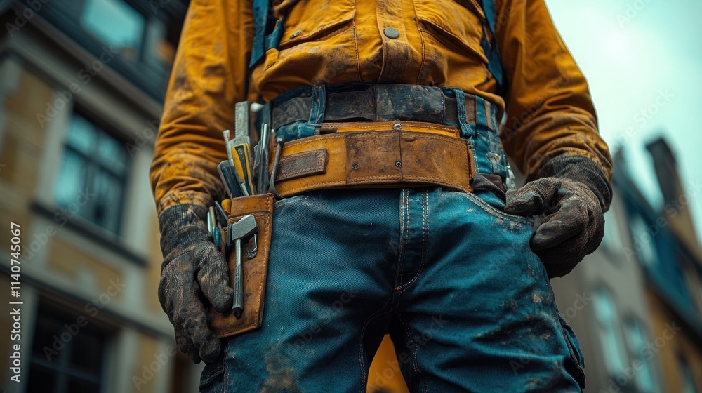 Close-Up of a Construction Worker's Tool Belt Close-Up of a Construction Worker's Tool Belt