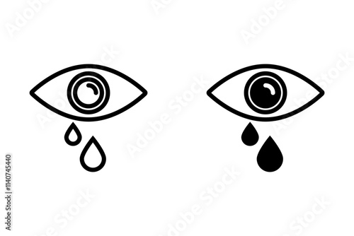 Crying eye icon. Outline crying eye vector icon for web design isolated on white background