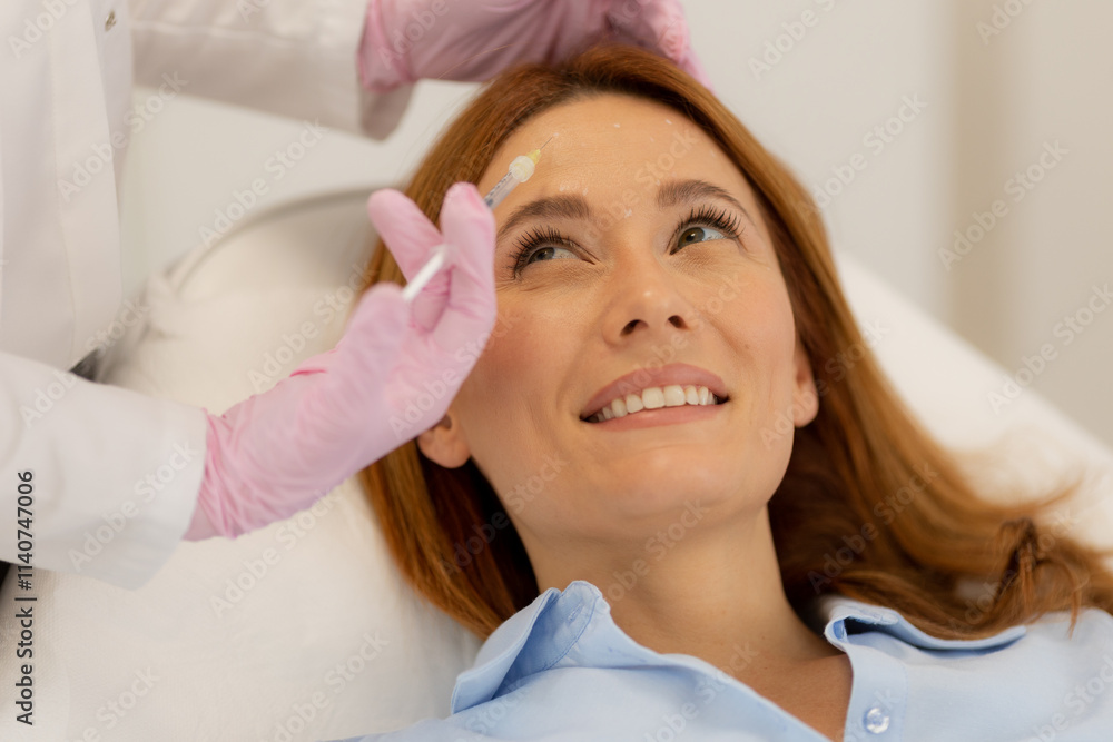 Revitalizing facial rejuvenation therapy session with dermal filler application at a serene clinic Revitalizing facial rejuvenation therapy session with dermal filler application at a serene clinic