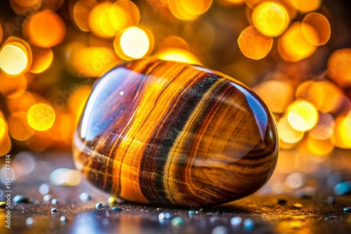 Tigerstone Bokeh Photography: Macro Shots, Gemstone Backgrounds, Polished Tiger Eye, Natural Light, Close Up photo