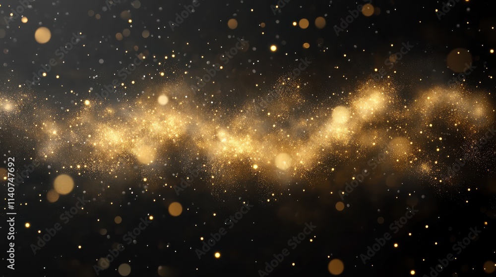 Gold fireworks on dark background with glitter. Gold fireworks on dark background with glitter.