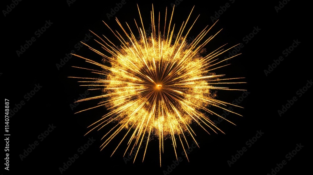 Golden Fireworks Against Black Sky New Year Celebration Golden Fireworks Against Black Sky New Year Celebration