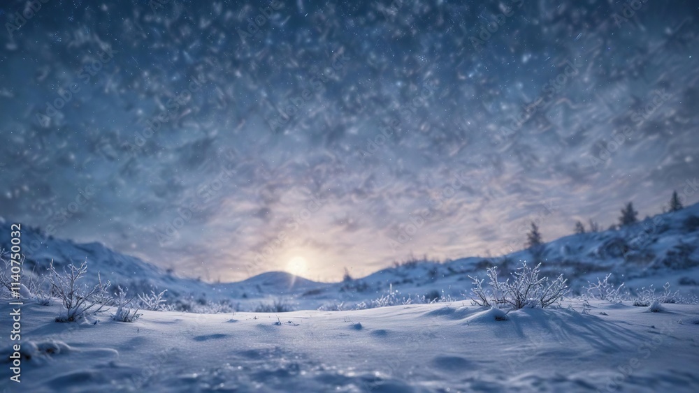 Calming wavy blue winter sky with falling snowflakes in soft focus, snowflakes, soft, serene Calming wavy blue winter sky with falling snowflakes in soft focus, snowflakes, soft, serene