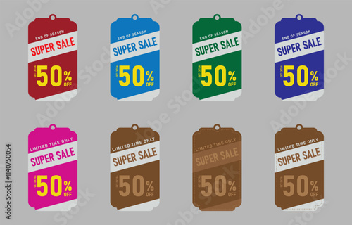 Colorful sales label collection vector art