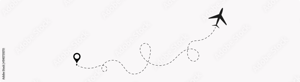 Airplane line path icon. Vector illustration Airplane line path icon. Vector illustration