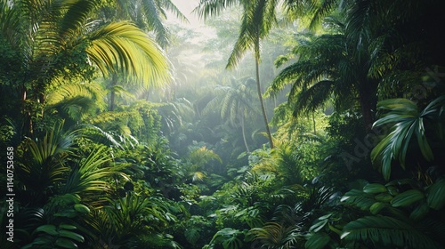 lush-tropical-rainforest-with-vibrant-green-foliage-and-dappled-sunlight-filtering-through-the-canopy