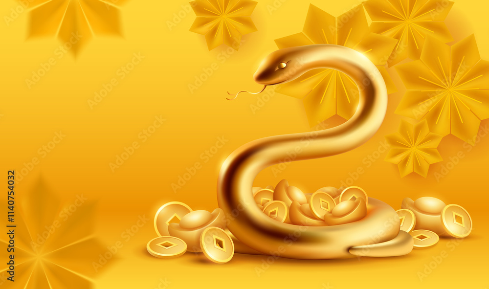 Φωτογραφία Oriental paper graphic cut art of Snake. Year of Snake.