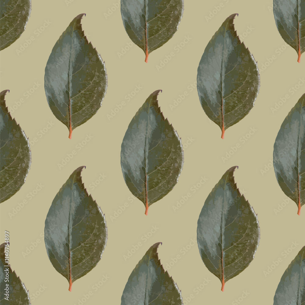 Fototapeta premium Seamless vector pattern of realistic leaves