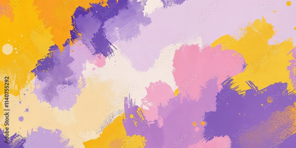 Purple and yellow abstract background with brushstroke and halftone style. Purple and yellow abstract background with brushstroke and halftone style.