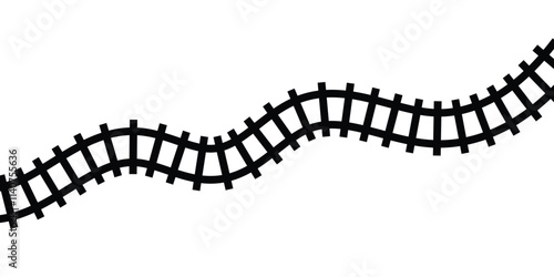 Railway train track vector route. Train track elements. Rail road map. Rail pattern round circular curve railroad path icon.
