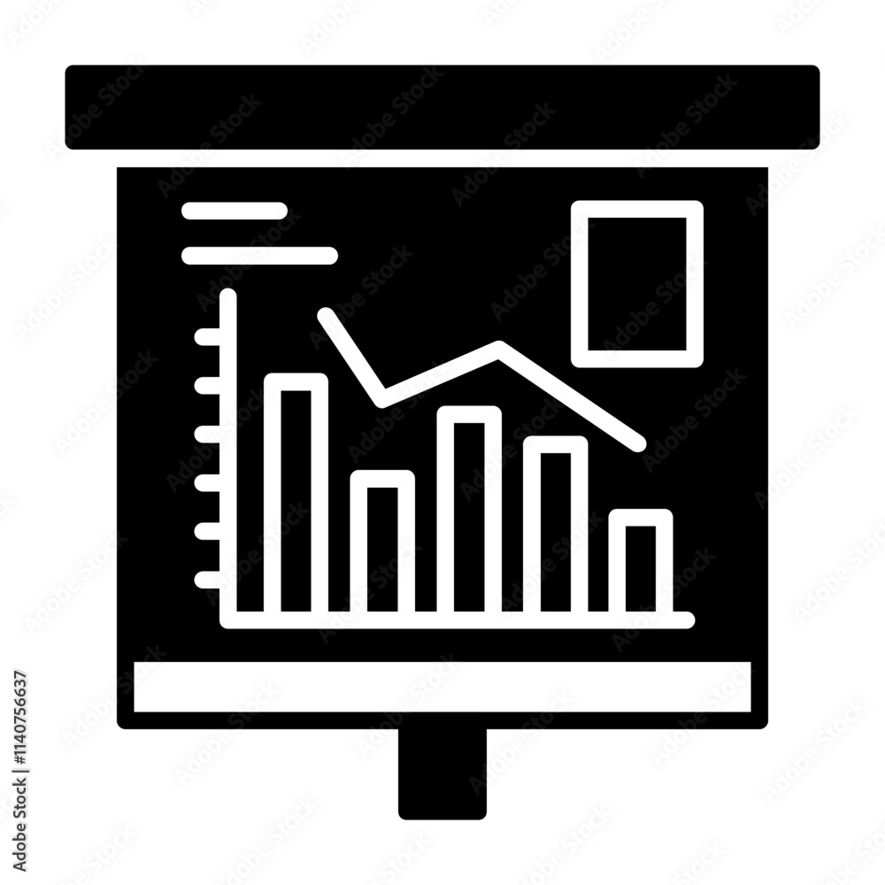 Declining Graph Solid Style Icon Declining Graph Solid Style Icon