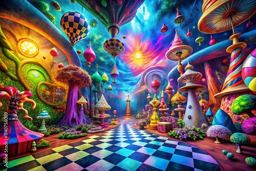 Trippy Alice Wonderland Long Exposure Wallpaper: Psychedelic Fantasy Background