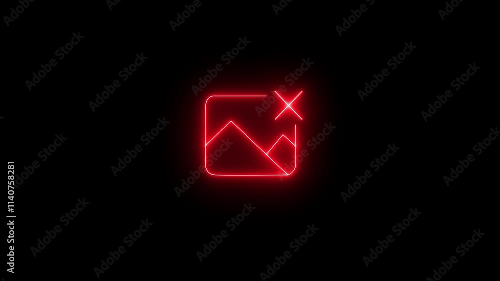 Image not supported icon. Neon Glowing Image File Icon and Symbol Animation on Black Background. Image not supported icon. Neon Glowing Image File Icon and Symbol Animation on Black Background.