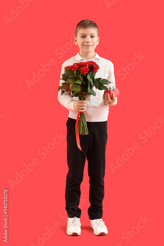 Cute little happy boy with ...