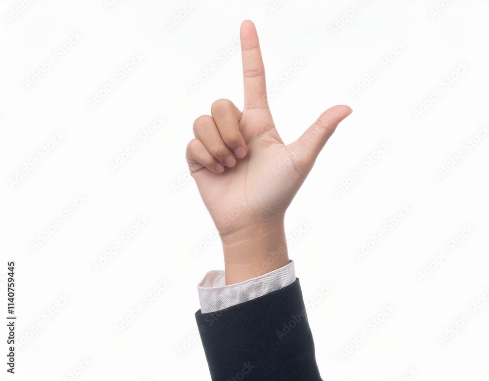 main avec un doigt en l'ai sur fond blanc en ia