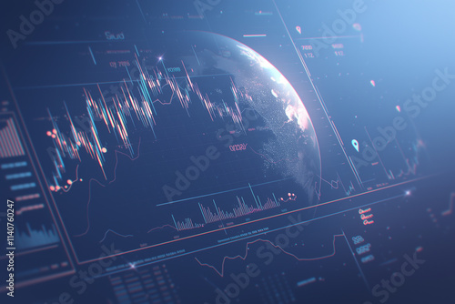 Futuristic financial graphs and market analytics