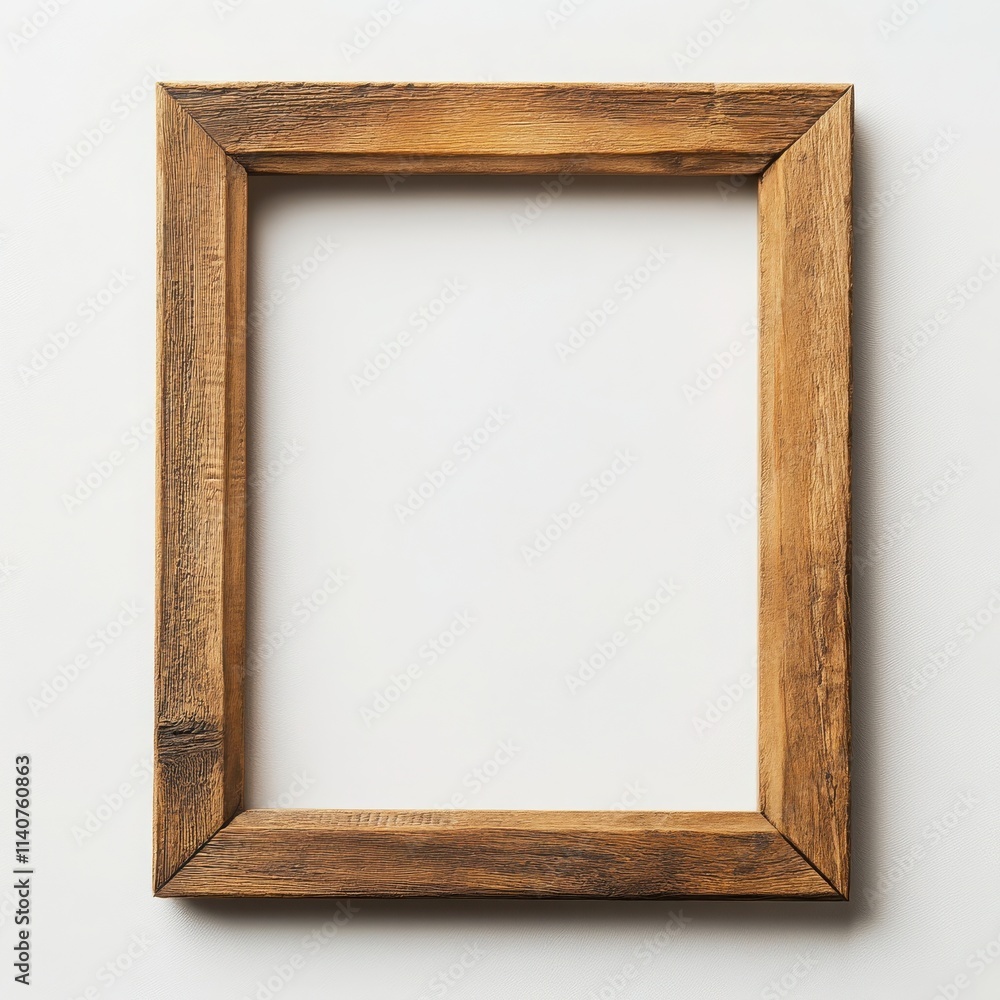 Fototapeta premium A simple wooden frame with a smooth finish and clean edges on a white background