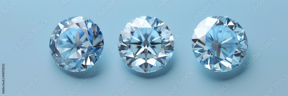 Diamond Round. Three-Dimensional Blue Gem with Brilliant Design for Luxury Isolated Background Diamond Round. Three-Dimensional Blue Gem with Brilliant Design for Luxury Isolated Background