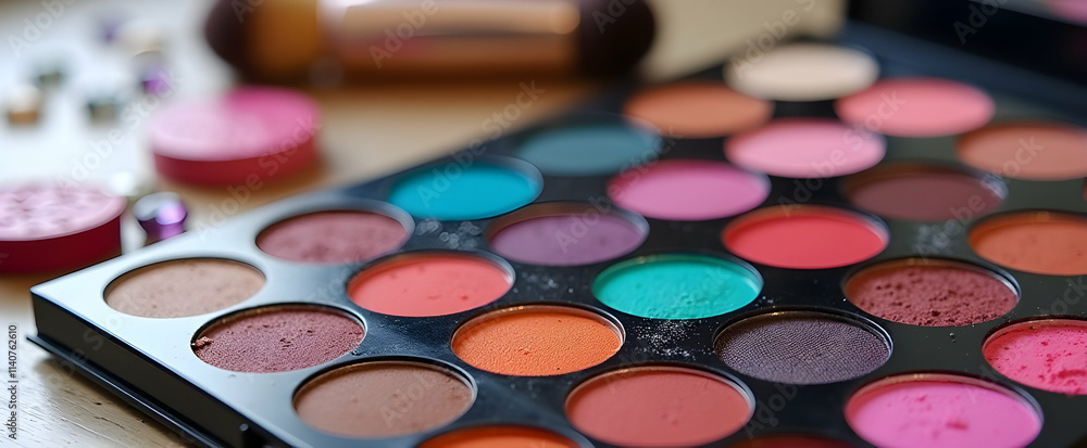 Vibrant eyeshadow palette, a spectrum of colors ready to enhance your look. Create stunning eye makeup looks with this diverse range of shades! Vibrant eyeshadow palette, a spectrum of colors ready to enhance your look. Create stunning eye makeup looks with this diverse range of shades!