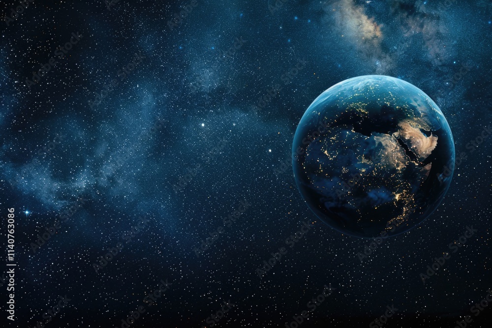 Earth From Above. Aerial View of Earth with Galaxy and Abstract Cosmos Background Earth From Above. Aerial View of Earth with Galaxy and Abstract Cosmos Background
