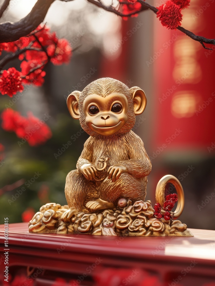 chinese new year decoration with gold monkey,2016 is year of the monkey chinese new year decoration with gold monkey,2016 is year of the monkey
