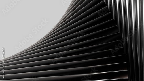 Abstract background with metallic waves, shiny surface in dark tones, modern design for wallpapers, presentations, banners, and graphic design