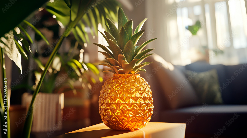 Pineapple-Shaped Air Freshener with Golden Textures Pineapple-Shaped Air Freshener with Golden Textures