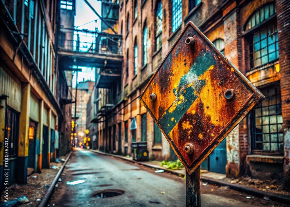 Fototapeta premium Urban Exploration Photography: Creative Tip Sign Ideas - Grunge, Rust, Graffiti, Abandoned Places