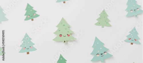 Pastel-colored adorable pine tree designs for creative projects or decorative purposes photo