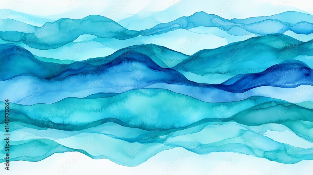 Abstract watercolor waves in blue and teal hues. Abstract watercolor waves in blue and teal hues.