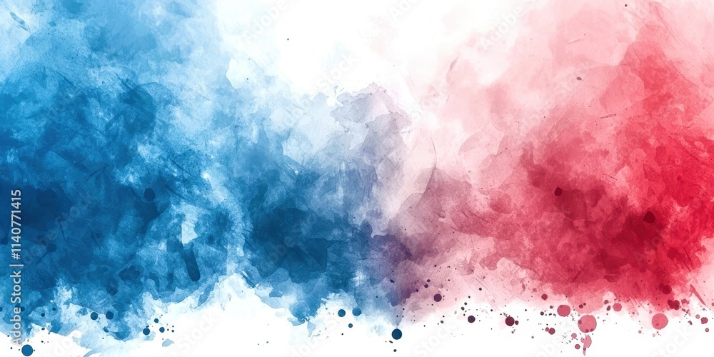 Fototapeta premium Red, blue, and white background with splatters of paint