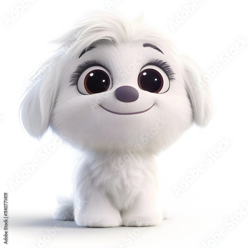 Cute little puppy clipart illustration on white background  photo