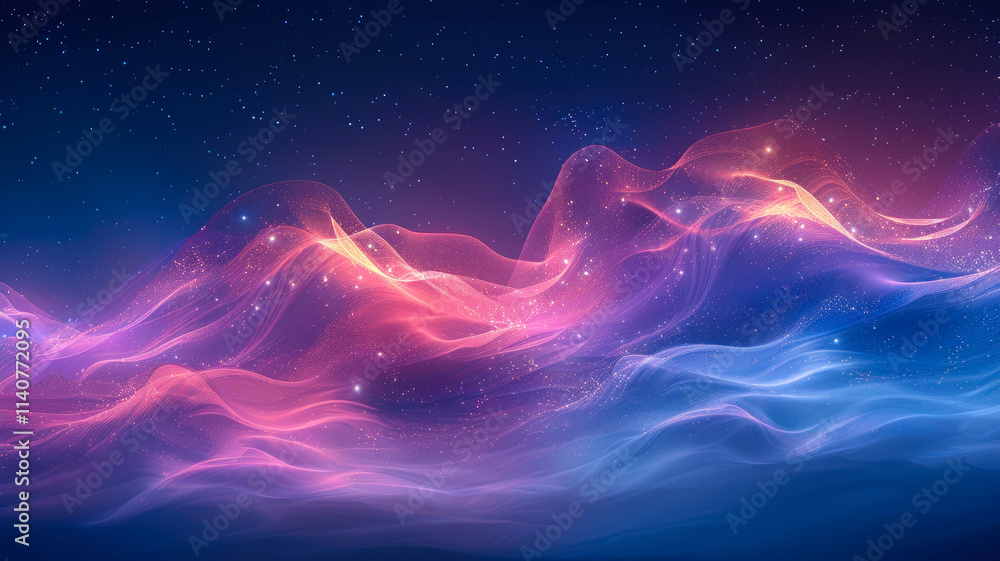 Fototapeta premium Abstract Waves of Light in Cosmic Colors 