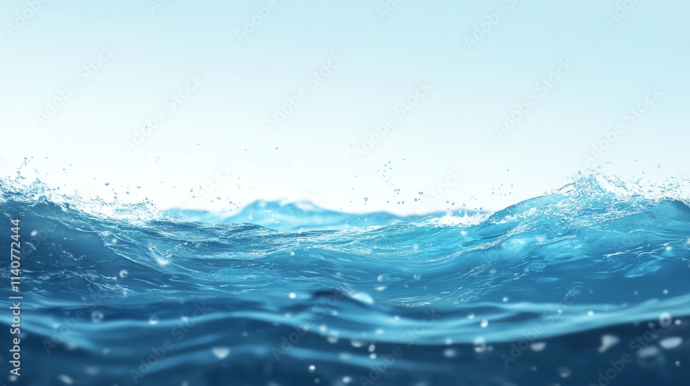Vibrant blue ocean waves under a clear sky, evoking tranquility. Vibrant blue ocean waves under a clear sky, evoking tranquility.