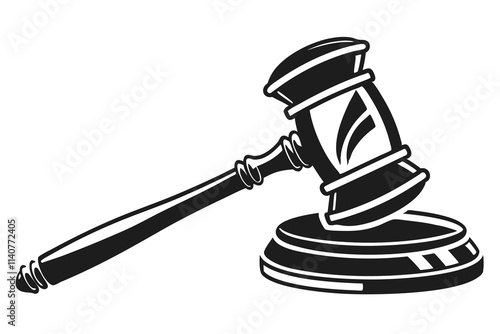 creative Gavel icon concept Black Color and white Background