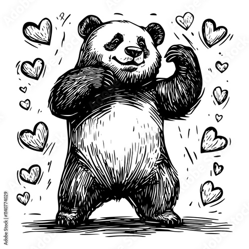 animal bear mammal nature pet panda animals panda bear zoo asia china thailand hearts vector love heart romantic cute