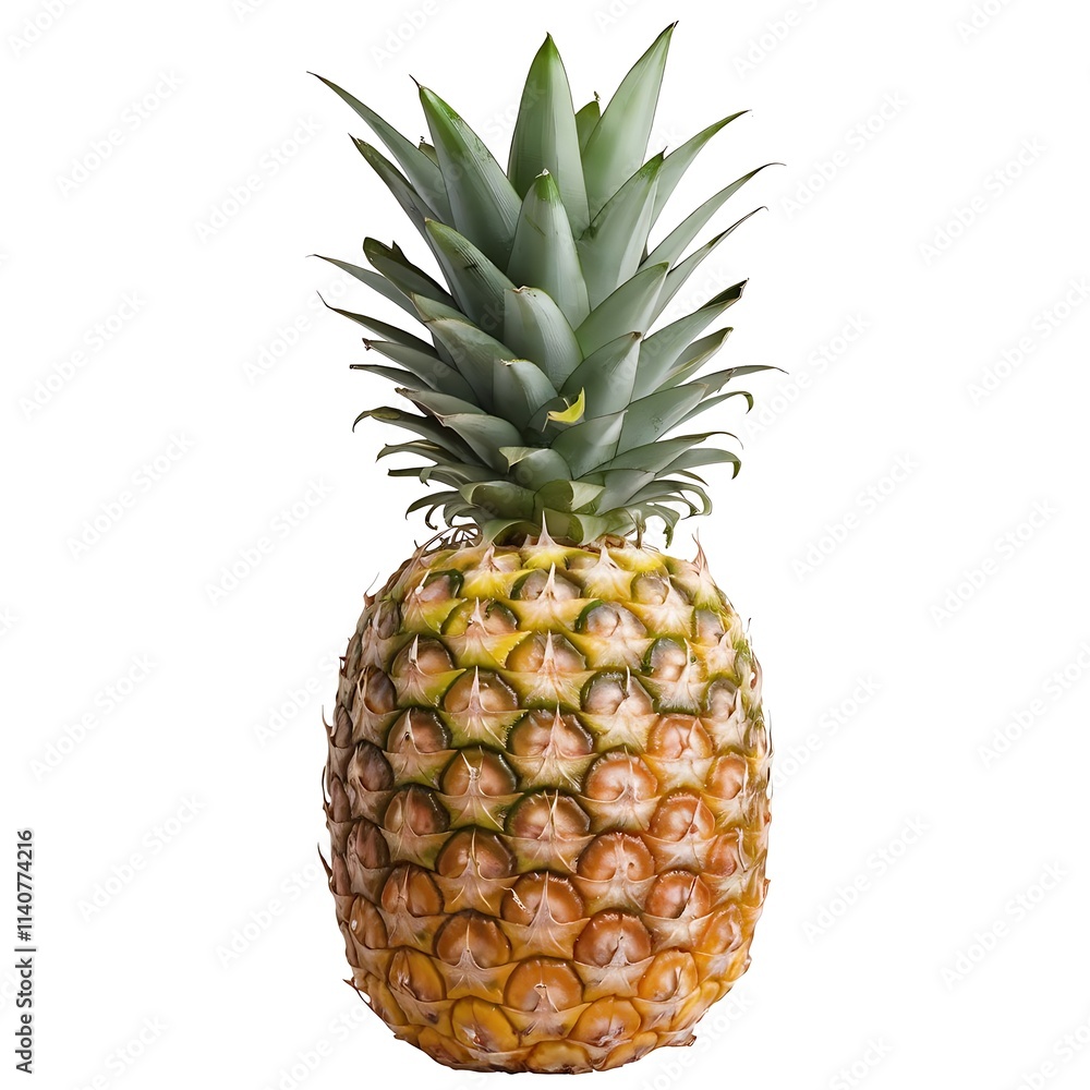 Fototapeta premium ector Illustration of a Pineapple with Green Leaves on a White Background