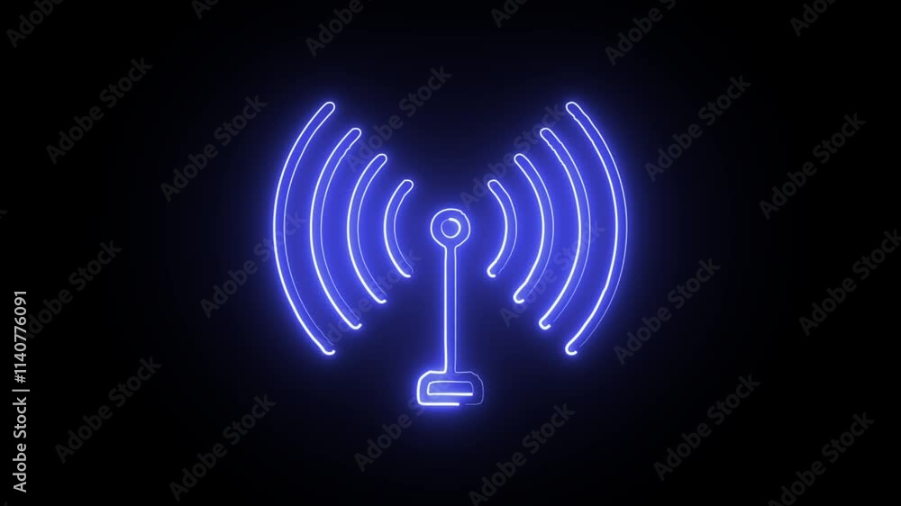 Glowing neon Wi-Fi icon on black background. HD video graphic animation Glowing neon Wi-Fi icon on black background. HD video graphic animation