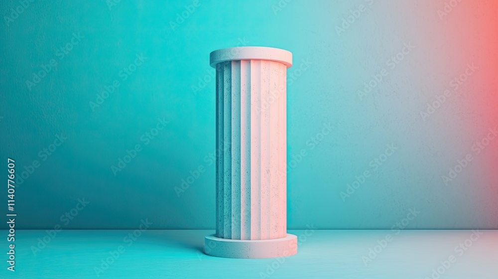 A minimalist white column stands against a gradient background, highlighting classical architecture in a modern context. A minimalist white column stands against a gradient background, highlighting classical architecture in a modern context.
