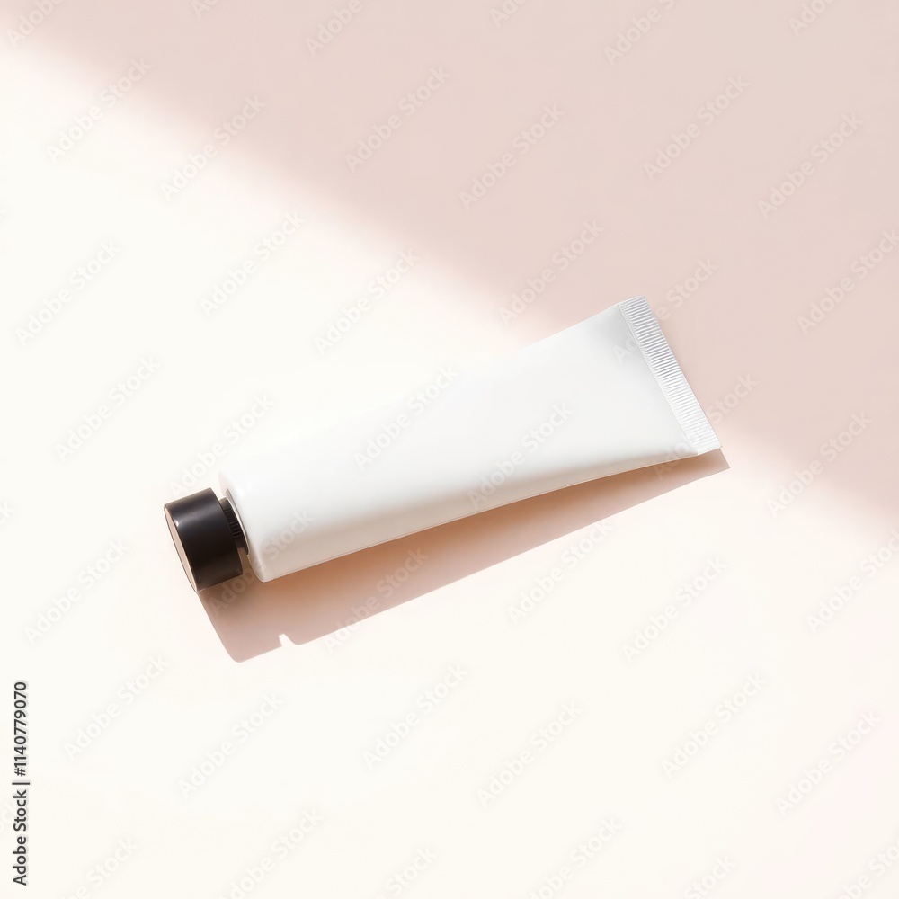 Minimalist White Cosmetic Tube with Soft Shadows Minimalist White Cosmetic Tube with Soft Shadows