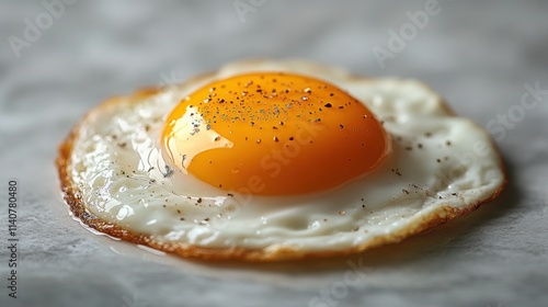 A sunny side-up egg on a clean white plate with copy space photo