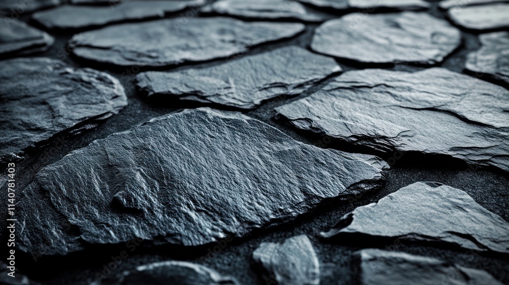 Close-up view of dark gray stone pavement. (1) Close-up view of dark gray stone pavement. (1)