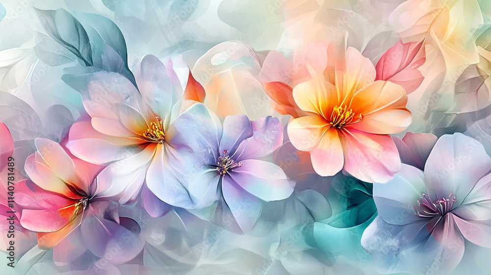 light soft floral abstract background with soft and pastel watercolor stains, Luxurious and soft color Watercolor Floral Art with Beautiful Bouquet, Vibrant watercolor petals and leaves patterns. light soft floral abstract background with soft and pastel watercolor stains, Luxurious and soft color Watercolor Floral Art with Beautiful Bouquet, Vibrant watercolor petals and leaves patterns.