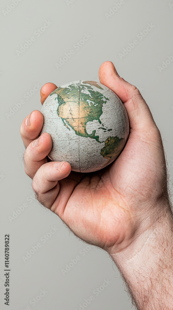 A hand holding a small globe representing global awareness and environmental care. A hand holding a small globe representing global awareness and environmental care.