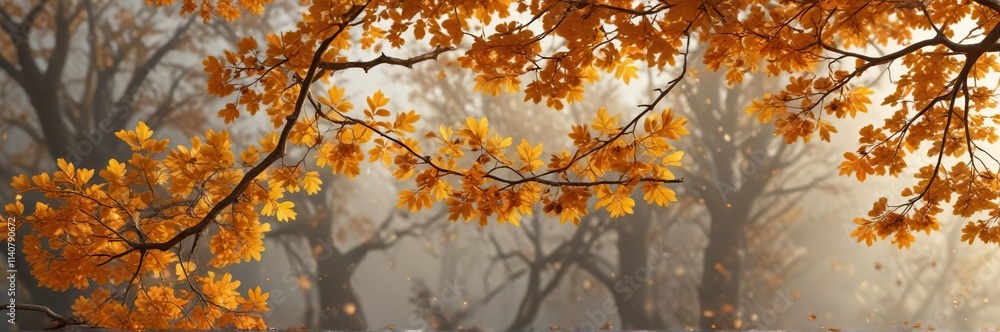 Golden autumn oak branch with scattered acorns and vibrant orange leaves, forest floor, rustic decor, acorn Golden autumn oak branch with scattered acorns and vibrant orange leaves, forest floor, rustic decor, acorn