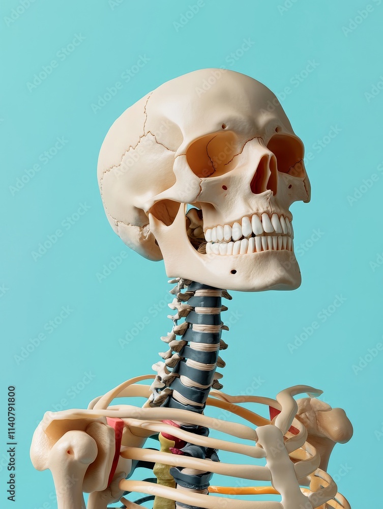 Anatomy of Human Skeleton Model - Human skeletal structure, anatomical study, medical model, bone detail, cervical spine. Anatomy of Human Skeleton Model - Human skeletal structure, anatomical study, medical model, bone detail, cervical spine.