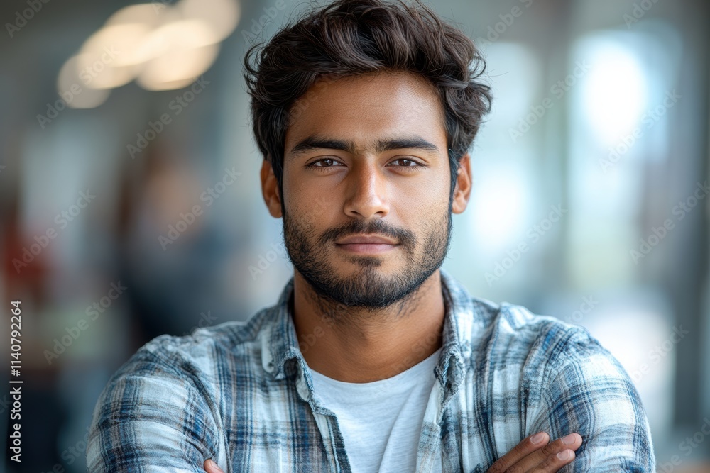 Young Indian man in the technical field, exuding confidence, professionalism, and enthusiasm. Young Indian man in the technical field, exuding confidence, professionalism, and enthusiasm.