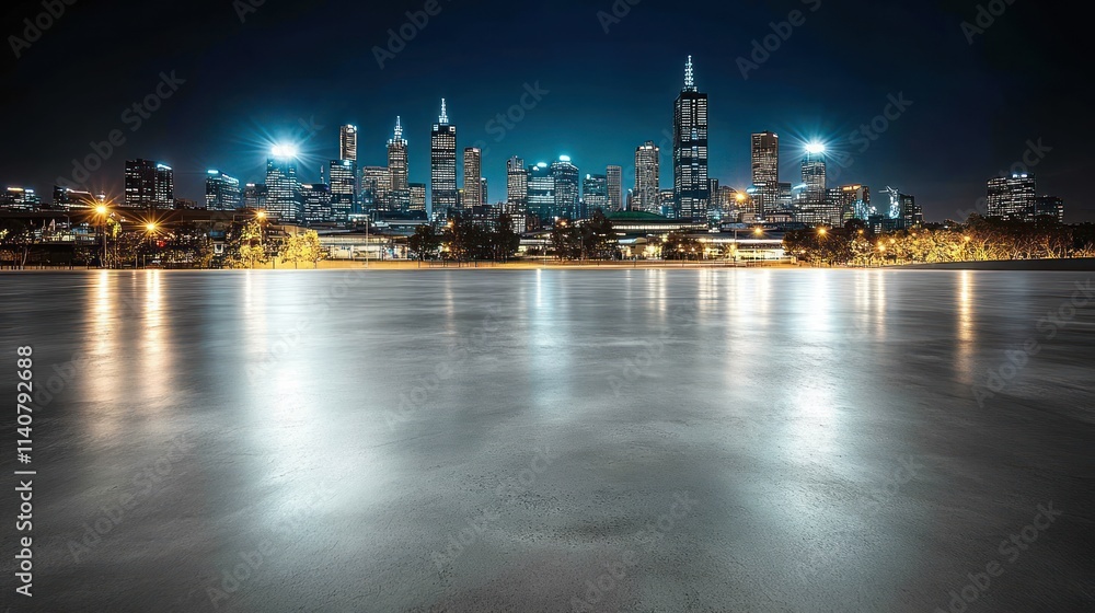A nighttime city skyline reflecting on water, showcasing modern architecture and urban life. A nighttime city skyline reflecting on water, showcasing modern architecture and urban life.